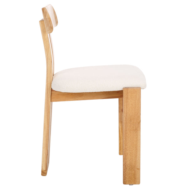 Safavieh Cayde Boucle Seat Dining Chair - Elegant Cream And Walnut Design For Stylish Dining Spaces Cream ,Light Blonde Wood,Fabric,Foam Dch8806d