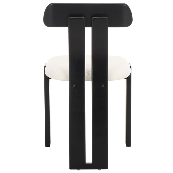 Safavieh Cayde Boucle Seat Dining Chair - Elegant Cream And Walnut Design For Stylish Dining Spaces Creme ,Black Wood,Fabric,Foam Dch8806e