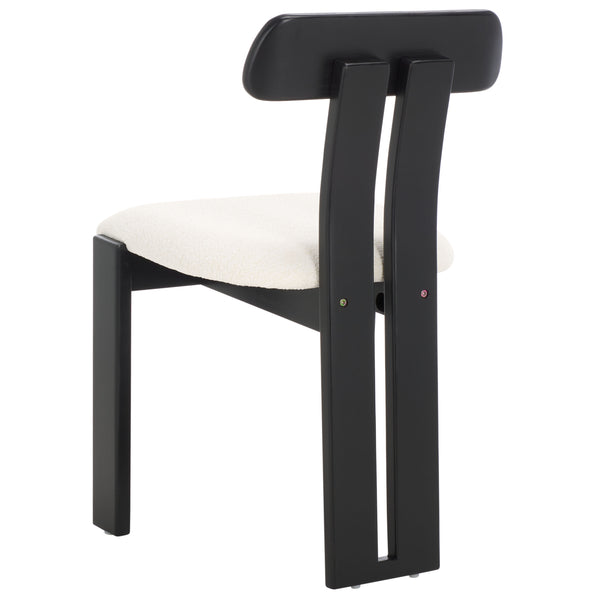 Safavieh Cayde Boucle Seat Dining Chair - Elegant Cream And Walnut Design For Stylish Dining Spaces Creme ,Black Wood,Fabric,Foam Dch8806e