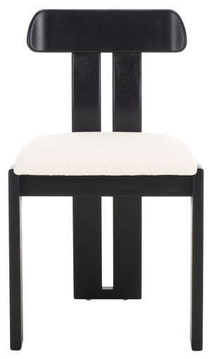 Safavieh Cayde Boucle Seat Dining Chair - Elegant Cream And Walnut Design For Stylish Dining Spaces Creme ,Black Wood,Fabric,Foam Dch8806e