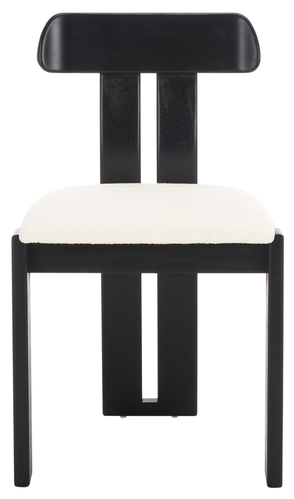 Safavieh Cayde Boucle Seat Dining Chair - Elegant Cream And Walnut Design For Stylish Dining Spaces Creme ,Black Wood,Fabric,Foam Dch8806e