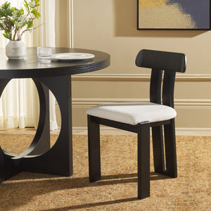 Safavieh Cayde Boucle Seat Dining Chair - Elegant Cream And Walnut Design For Stylish Dining Spaces Creme ,Black Wood,Fabric,Foam Dch8806e