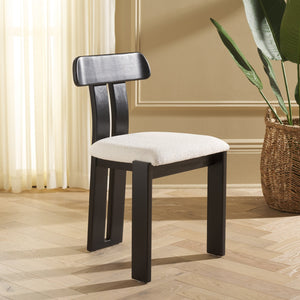 Safavieh Cayde Boucle Seat Dining Chair - Elegant Cream And Walnut Design For Stylish Dining Spaces Creme ,Black Wood,Fabric,Foam Dch8806e