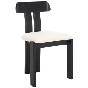 Safavieh Cayde Boucle Seat Dining Chair - Elegant Cream And Walnut Design For Stylish Dining Spaces Creme ,Black Wood,Fabric,Foam Dch8806e