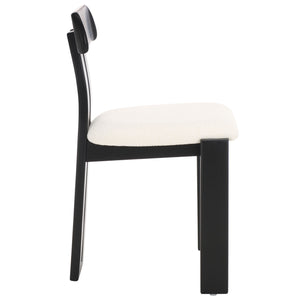Safavieh Cayde Boucle Seat Dining Chair - Elegant Cream And Walnut Design For Stylish Dining Spaces Creme ,Black Wood,Fabric,Foam Dch8806e