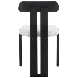 Safavieh Cayde Boucle Seat Dining Chair - Elegant Cream And Walnut Design For Stylish Dining Spaces Black W,White ,Black Wood,Fabric,Foam Dch8806f