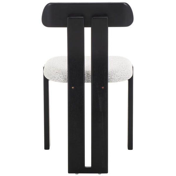 Safavieh Cayde Boucle Seat Dining Chair - Elegant Cream And Walnut Design For Stylish Dining Spaces Black W,White ,Black Wood,Fabric,Foam Dch8806f