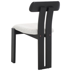 Safavieh Cayde Boucle Seat Dining Chair - Elegant Cream And Walnut Design For Stylish Dining Spaces Black W,White ,Black Wood,Fabric,Foam Dch8806f