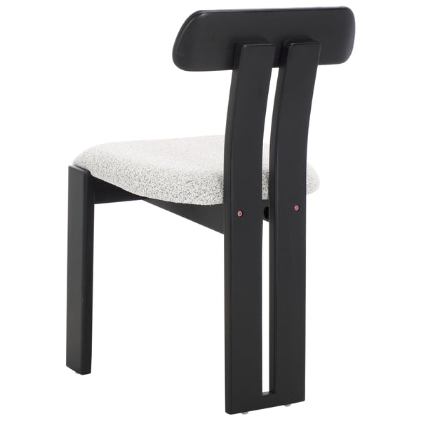 Safavieh Cayde Boucle Seat Dining Chair - Elegant Cream And Walnut Design For Stylish Dining Spaces Black W,White ,Black Wood,Fabric,Foam Dch8806f