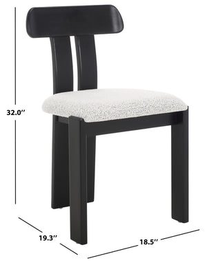 Safavieh Cayde Boucle Seat Dining Chair - Elegant Cream And Walnut Design For Stylish Dining Spaces Black W,White ,Black Wood,Fabric,Foam Dch8806f