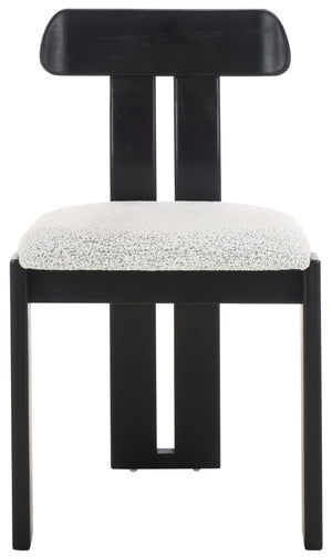 Safavieh Cayde Boucle Seat Dining Chair - Elegant Cream And Walnut Design For Stylish Dining Spaces Black W,White ,Black Wood,Fabric,Foam Dch8806f