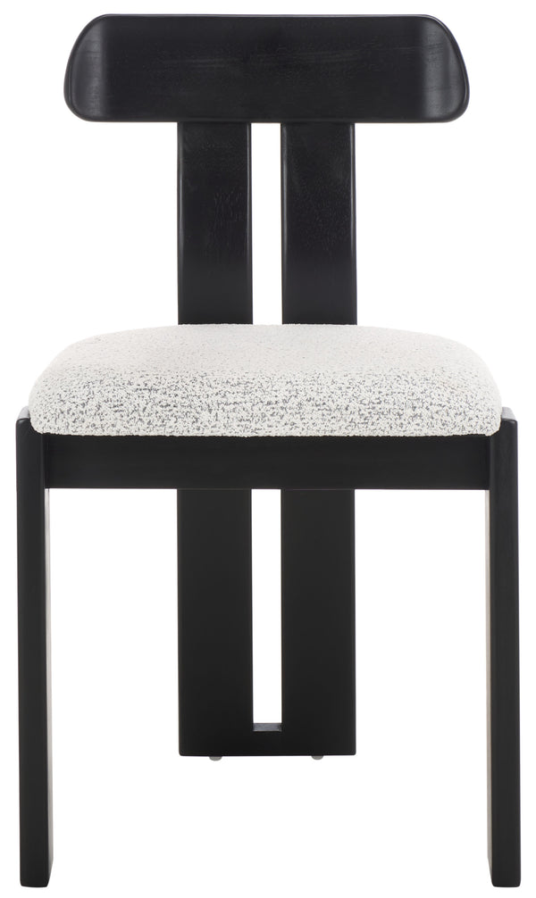 Safavieh Cayde Boucle Seat Dining Chair - Elegant Cream And Walnut Design For Stylish Dining Spaces Black W,White ,Black Wood,Fabric,Foam Dch8806f