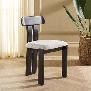 Safavieh Cayde Boucle Seat Dining Chair - Elegant Cream And Walnut Design For Stylish Dining Spaces Black W,White ,Black Wood,Fabric,Foam Dch8806f