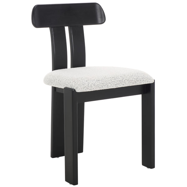 Safavieh Cayde Boucle Seat Dining Chair - Elegant Cream And Walnut Design For Stylish Dining Spaces Black W,White ,Black Wood,Fabric,Foam Dch8806f
