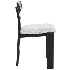 Safavieh Cayde Boucle Seat Dining Chair - Elegant Cream And Walnut Design For Stylish Dining Spaces Black W,White ,Black Wood,Fabric,Foam Dch8806f