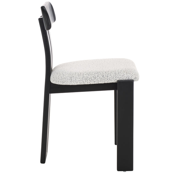 Safavieh Cayde Boucle Seat Dining Chair - Elegant Cream And Walnut Design For Stylish Dining Spaces Black W,White ,Black Wood,Fabric,Foam Dch8806f