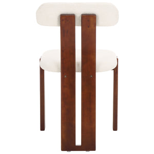Safavieh Cayde Boucle Dining Chair - Elegant Cream Upholstery With Stylish Walnut Accents For Your Home Cream ,Walnut Wood,Fabric,Foam Dch8807a