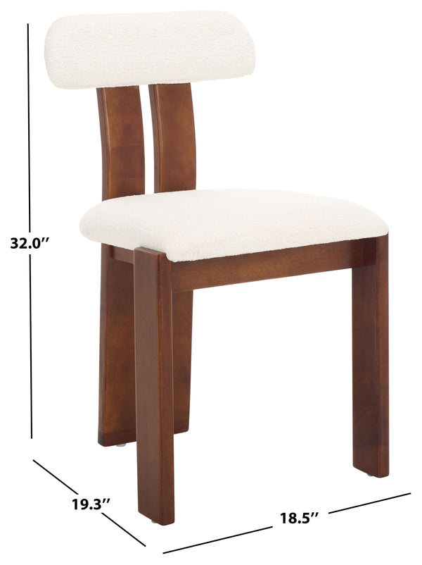 Safavieh Cayde Boucle Dining Chair - Elegant Cream Upholstery With Stylish Walnut Accents For Your Home Cream ,Walnut Wood,Fabric,Foam Dch8807a