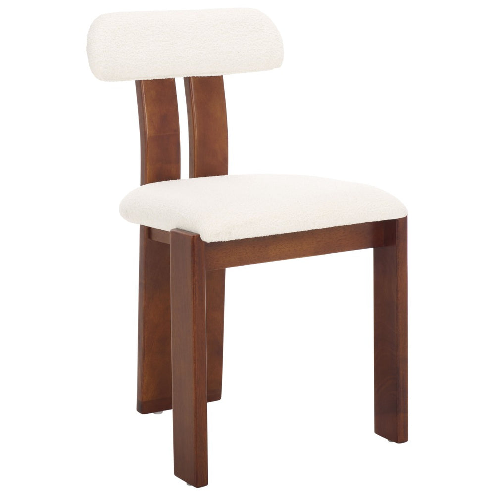 Safavieh Cayde Boucle Dining Chair – Chic Comfort And Timeless Design For Your Elegant Dining Space Today! Cream / Walnut DCH8807A
