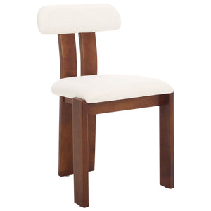 Safavieh Cayde Boucle Dining Chair - Elegant Cream Upholstery With Stylish Walnut Accents For Your Home Cream ,Walnut Wood,Fabric,Foam Dch8807a