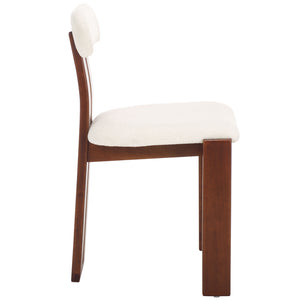 Safavieh Cayde Boucle Dining Chair - Elegant Cream Upholstery With Stylish Walnut Accents For Your Home Cream ,Walnut Wood,Fabric,Foam Dch8807a