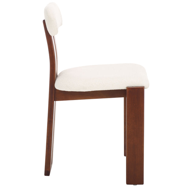 Safavieh Cayde Boucle Dining Chair - Elegant Cream Upholstery With Stylish Walnut Accents For Your Home Cream ,Walnut Wood,Fabric,Foam Dch8807a