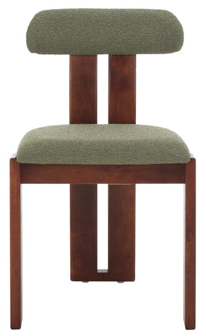 Safavieh Cayde Boucle Dining Chair - Elegant Cream Upholstery With Stylish Walnut Accents For Your Home Sage ,Walnut Wood,Fabric,Foam Dch8807b