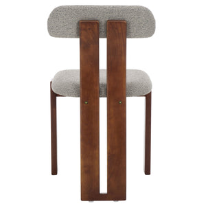 Safavieh Cayde Boucle Dining Chair - Elegant Cream Upholstery With Stylish Walnut Accents For Your Home Grey ,Walnut Wood,Fabric,Foam Dch8807c
