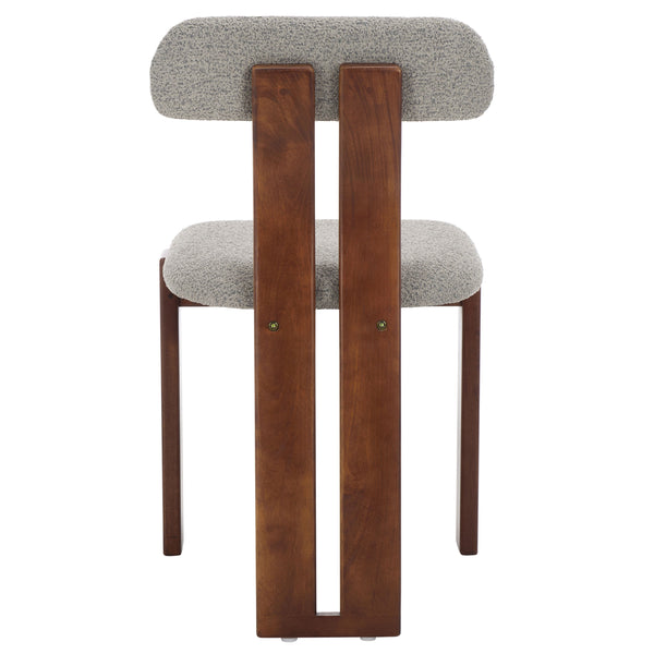 Safavieh Cayde Boucle Dining Chair - Elegant Cream Upholstery With Stylish Walnut Accents For Your Home Grey ,Walnut Wood,Fabric,Foam Dch8807c