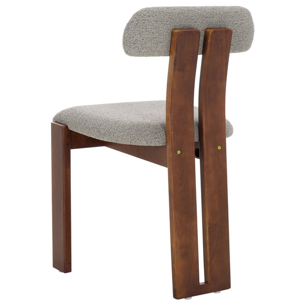 Safavieh Cayde Boucle Dining Chair - Elegant Cream Upholstery With Stylish Walnut Accents For Your Home Grey ,Walnut Wood,Fabric,Foam Dch8807c