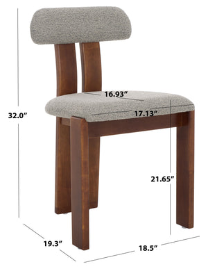 Safavieh Cayde Boucle Dining Chair - Elegant Cream Upholstery With Stylish Walnut Accents For Your Home Grey ,Walnut Wood,Fabric,Foam Dch8807c