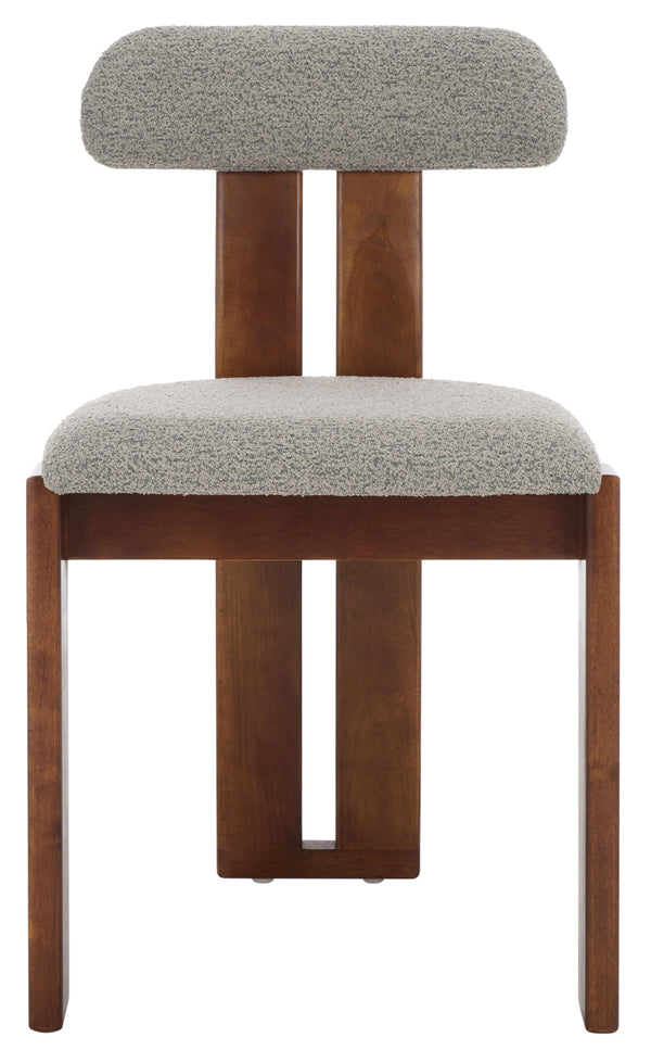 Safavieh Cayde Boucle Dining Chair - Elegant Cream Upholstery With Stylish Walnut Accents For Your Home Grey ,Walnut Wood,Fabric,Foam Dch8807c