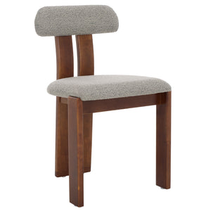 Safavieh Cayde Boucle Dining Chair - Elegant Cream Upholstery With Stylish Walnut Accents For Your Home Grey ,Walnut Wood,Fabric,Foam Dch8807c