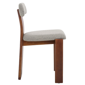 Safavieh Cayde Boucle Dining Chair - Elegant Cream Upholstery With Stylish Walnut Accents For Your Home Grey ,Walnut Wood,Fabric,Foam Dch8807c