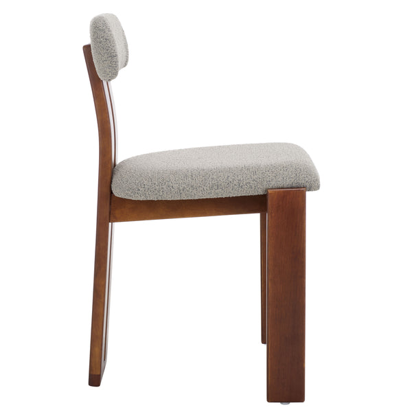 Safavieh Cayde Boucle Dining Chair - Elegant Cream Upholstery With Stylish Walnut Accents For Your Home Grey ,Walnut Wood,Fabric,Foam Dch8807c
