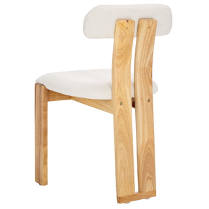 Safavieh Cayde Boucle Dining Chair - Elegant Cream Upholstery With Stylish Walnut Accents For Your Home Cream ,Light Blonde Wood,Fabric,Foam Dch8807d