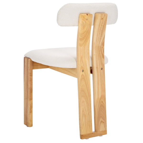Safavieh Cayde Boucle Dining Chair - Elegant Cream Upholstery With Stylish Walnut Accents For Your Home Cream ,Light Blonde Wood,Fabric,Foam Dch8807d
