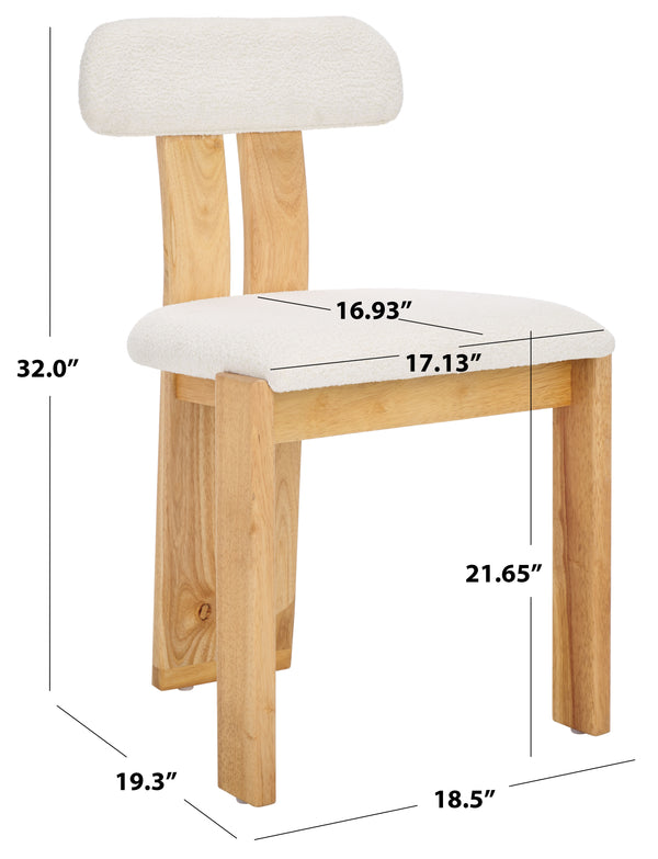 Safavieh Cayde Boucle Dining Chair - Elegant Cream Upholstery With Stylish Walnut Accents For Your Home Cream ,Light Blonde Wood,Fabric,Foam Dch8807d