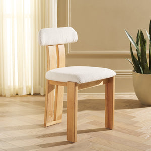 Safavieh Cayde Boucle Dining Chair - Elegant Cream Upholstery With Stylish Walnut Accents For Your Home Cream ,Light Blonde Wood,Fabric,Foam Dch8807d
