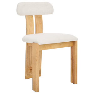 Safavieh Cayde Boucle Dining Chair - Elegant Cream Upholstery With Stylish Walnut Accents For Your Home Cream ,Light Blonde Wood,Fabric,Foam Dch8807d