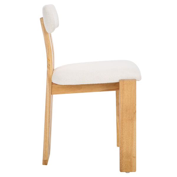 Safavieh Cayde Boucle Dining Chair - Elegant Cream Upholstery With Stylish Walnut Accents For Your Home Cream ,Light Blonde Wood,Fabric,Foam Dch8807d
