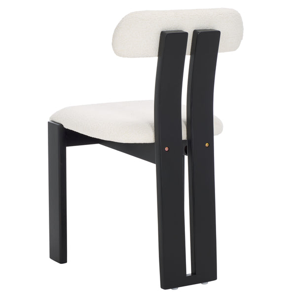 Safavieh Cayde Boucle Dining Chair - Elegant Cream Upholstery With Stylish Walnut Accents For Your Home Creme ,Black Wood,Fabric,Foam Dch8807e