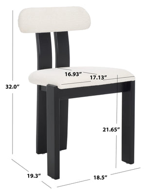 Safavieh Cayde Boucle Dining Chair - Elegant Cream Upholstery With Stylish Walnut Accents For Your Home Creme ,Black Wood,Fabric,Foam Dch8807e
