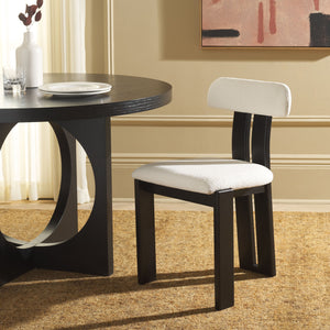 Safavieh Cayde Boucle Dining Chair - Elegant Cream Upholstery With Stylish Walnut Accents For Your Home Creme ,Black Wood,Fabric,Foam Dch8807e