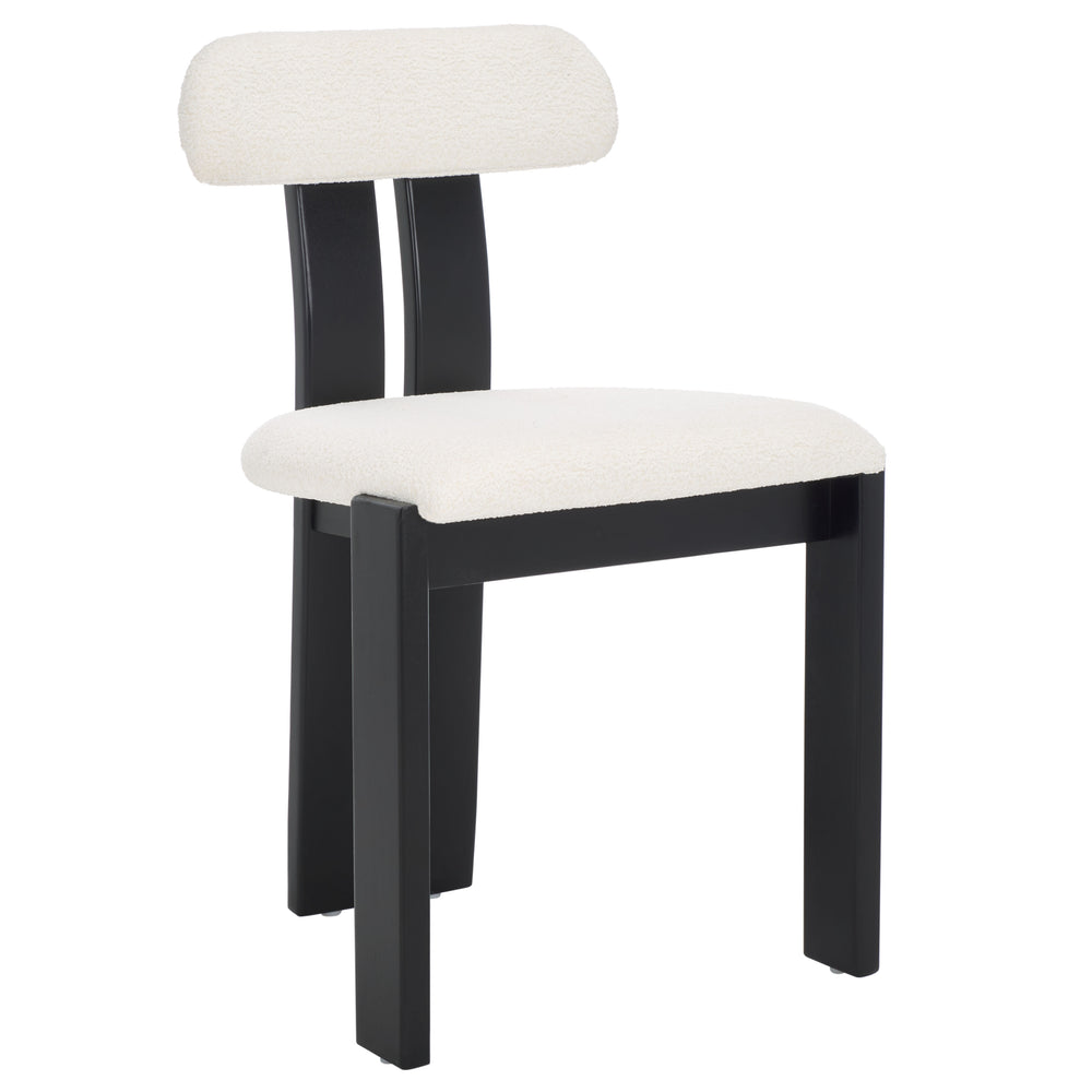 Safavieh Cayde Boucle Dining Chair - Elegant Cream Upholstery With Stylish Walnut Accents For Your Home Creme ,Black Wood,Fabric,Foam Dch8807e
