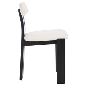 Safavieh Cayde Boucle Dining Chair - Elegant Cream Upholstery With Stylish Walnut Accents For Your Home Creme ,Black Wood,Fabric,Foam Dch8807e