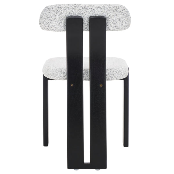 Safavieh Cayde Boucle Dining Chair - Elegant Cream Upholstery With Stylish Walnut Accents For Your Home Black W,White ,Black Wood,Fabric,Foam Dch8807f