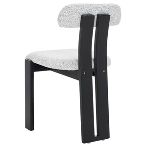 Safavieh Cayde Boucle Dining Chair - Elegant Cream Upholstery With Stylish Walnut Accents For Your Home Black W,White ,Black Wood,Fabric,Foam Dch8807f