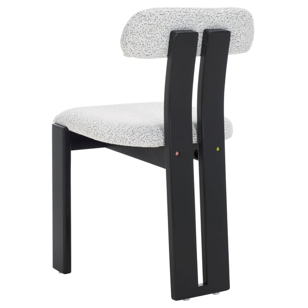 Safavieh Cayde Boucle Dining Chair - Elegant Cream Upholstery With Stylish Walnut Accents For Your Home Black W,White ,Black Wood,Fabric,Foam Dch8807f