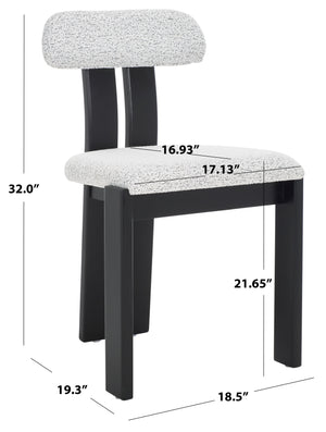 Safavieh Cayde Boucle Dining Chair - Elegant Cream Upholstery With Stylish Walnut Accents For Your Home Black W,White ,Black Wood,Fabric,Foam Dch8807f
